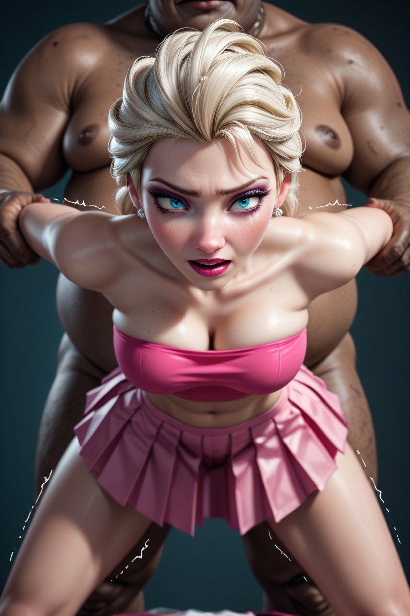 Legs Spread Wide Apart, Old Fat Ugly African Black Man Fucking Elsa Doggystyle Standing Bent Over Pink Tubetop, TremblingAI黄片