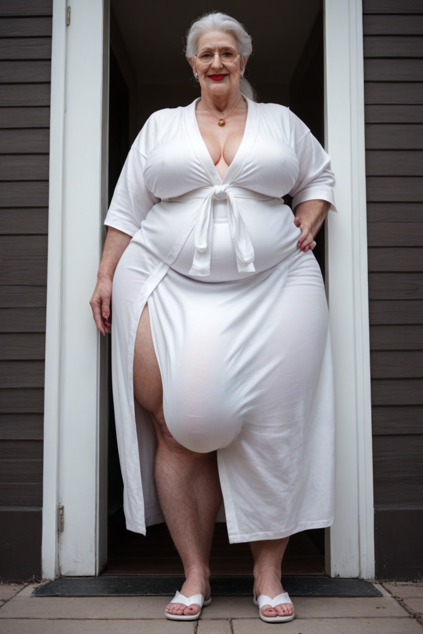 Fully Clothed, Pale Skin, White Hair Shemale AI Porn