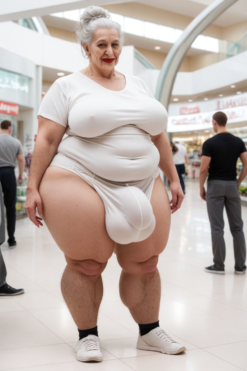 1 Person, Oversized T-shirt, White Hair Shemale AI Porn