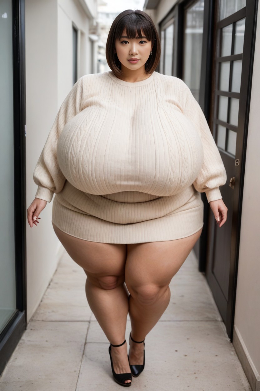 Gigantic Saggy Breasts In Clothes, Giant Insane Massive Gigantic Hips, Plano MediotPorno AI