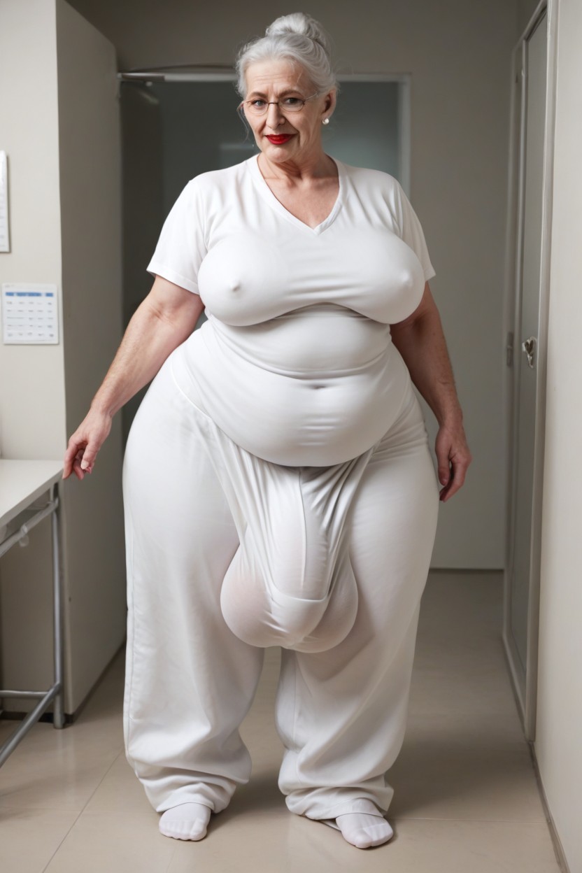 Pale Skin, Doctors Scrubs, Extremely Hairy Arms Shemale AI Porn