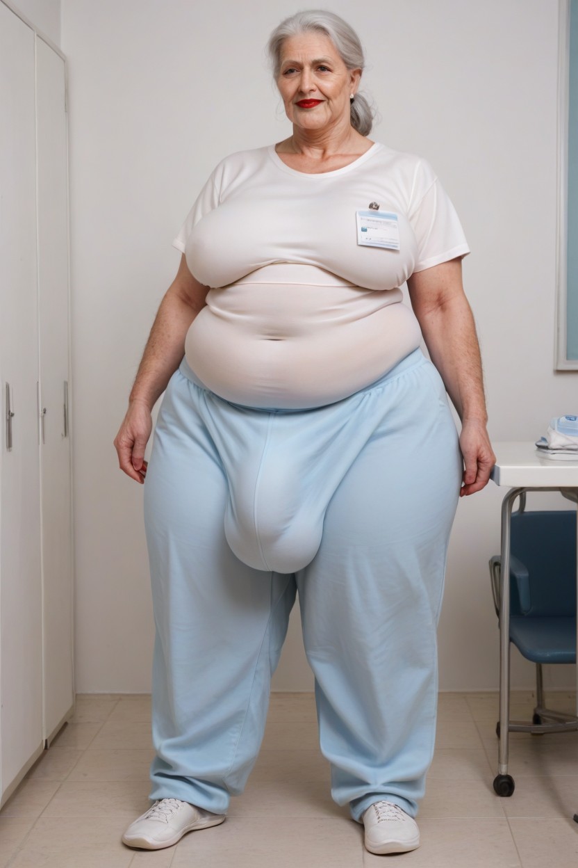 Big Belly, Standing Next To Person, Extremely Large Ass Shemale AI Porn