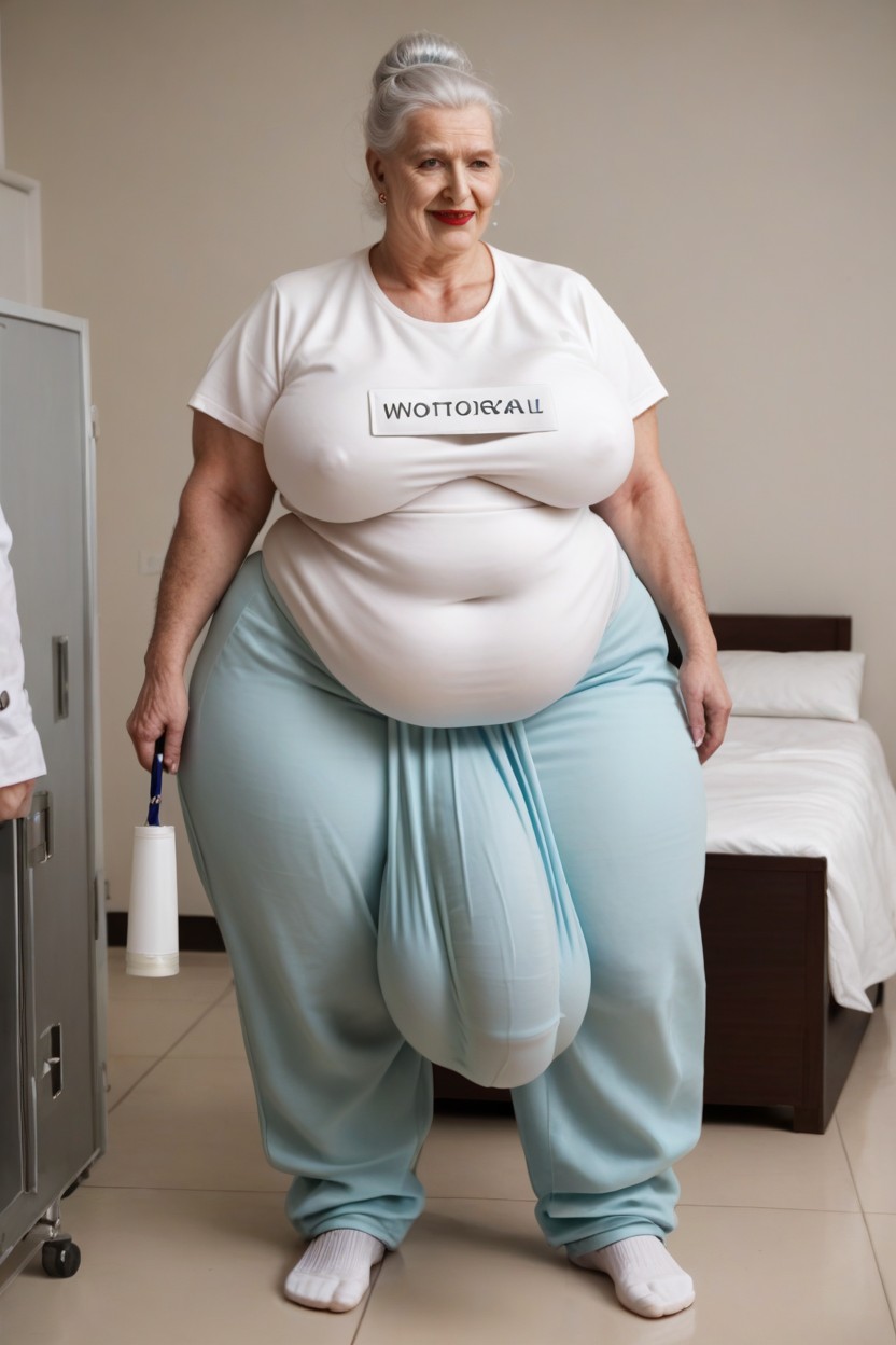 Big Belly, Gigantic, Baggy Designed Pajama Pants Shemale AI Porn