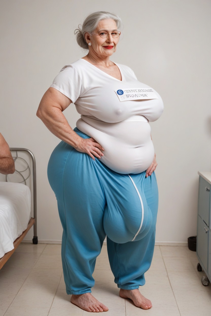 Gigantic Saggy Breast, Obese, Baggy Designed Pajama Pants Shemale AI Porn