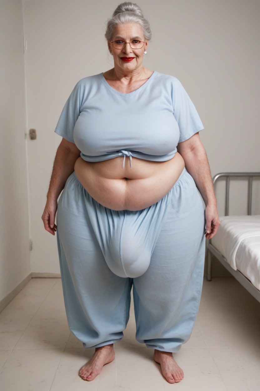 Grinning, White Hair, Fat Shemale AI Porn