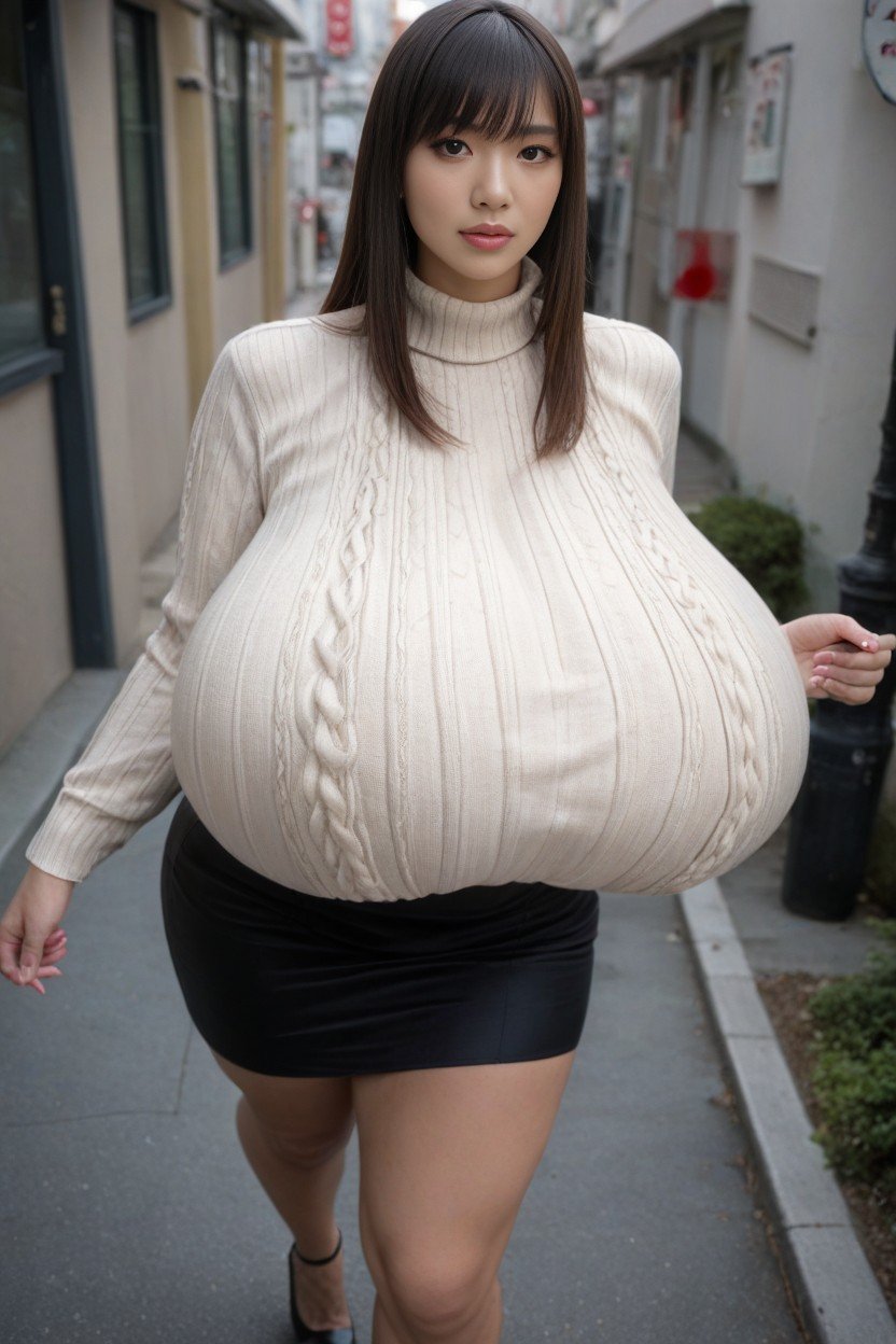 Extreme Hyper Breasts, Japanese Woman, No Nude Pornografia de IA