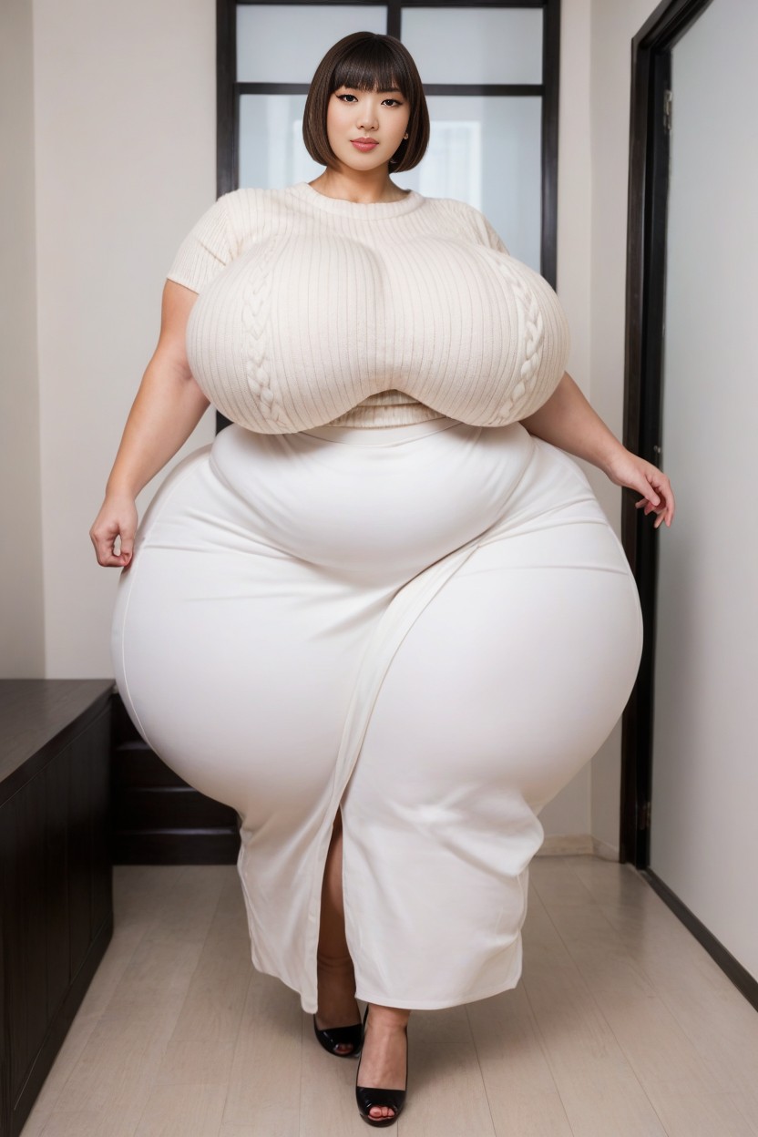 Pullover, Disproportionately Large Hips, Disproportionately Huge Hips AI Porn
