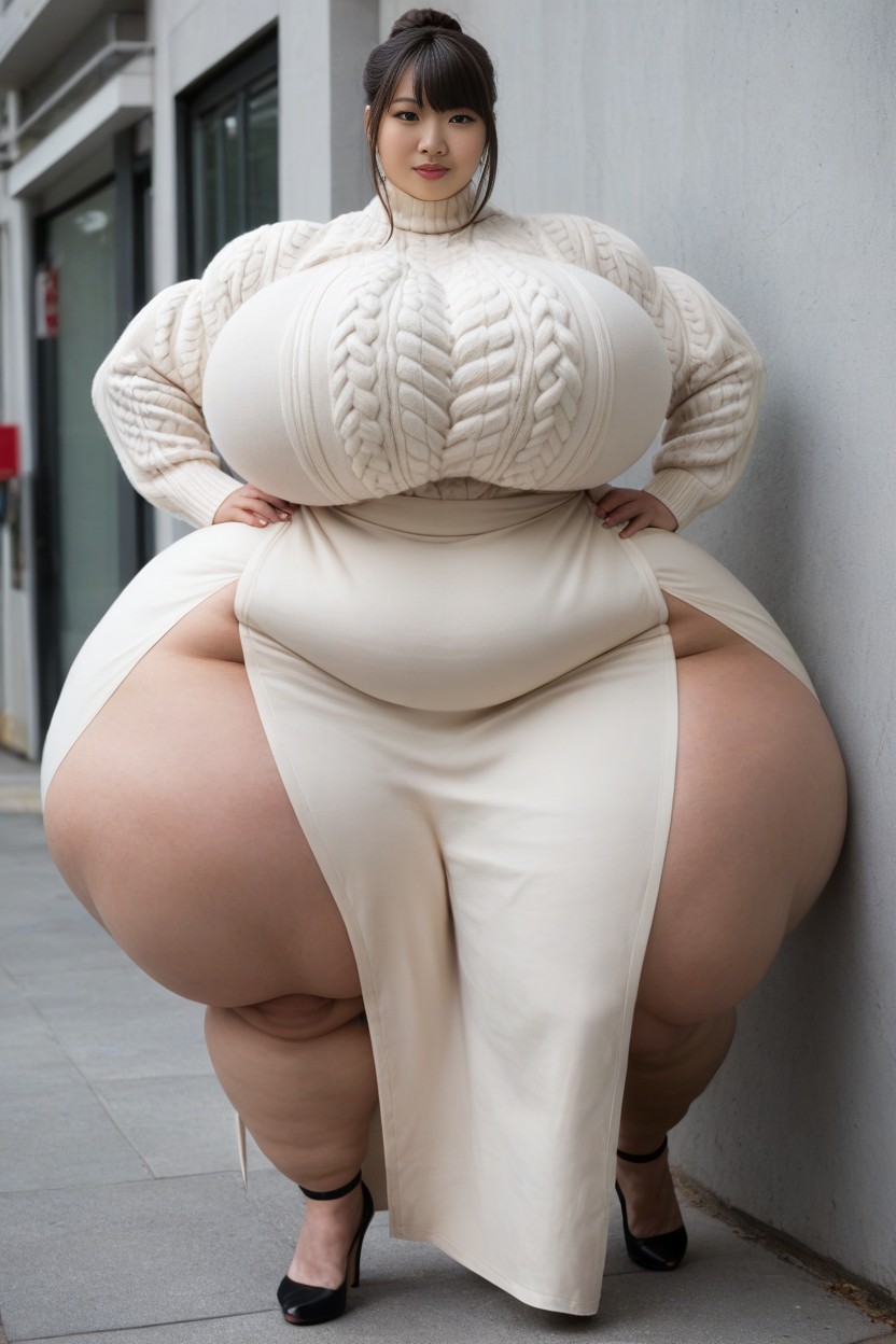 Mini Skirt, Waist Shot, Asian Woman AI Porn