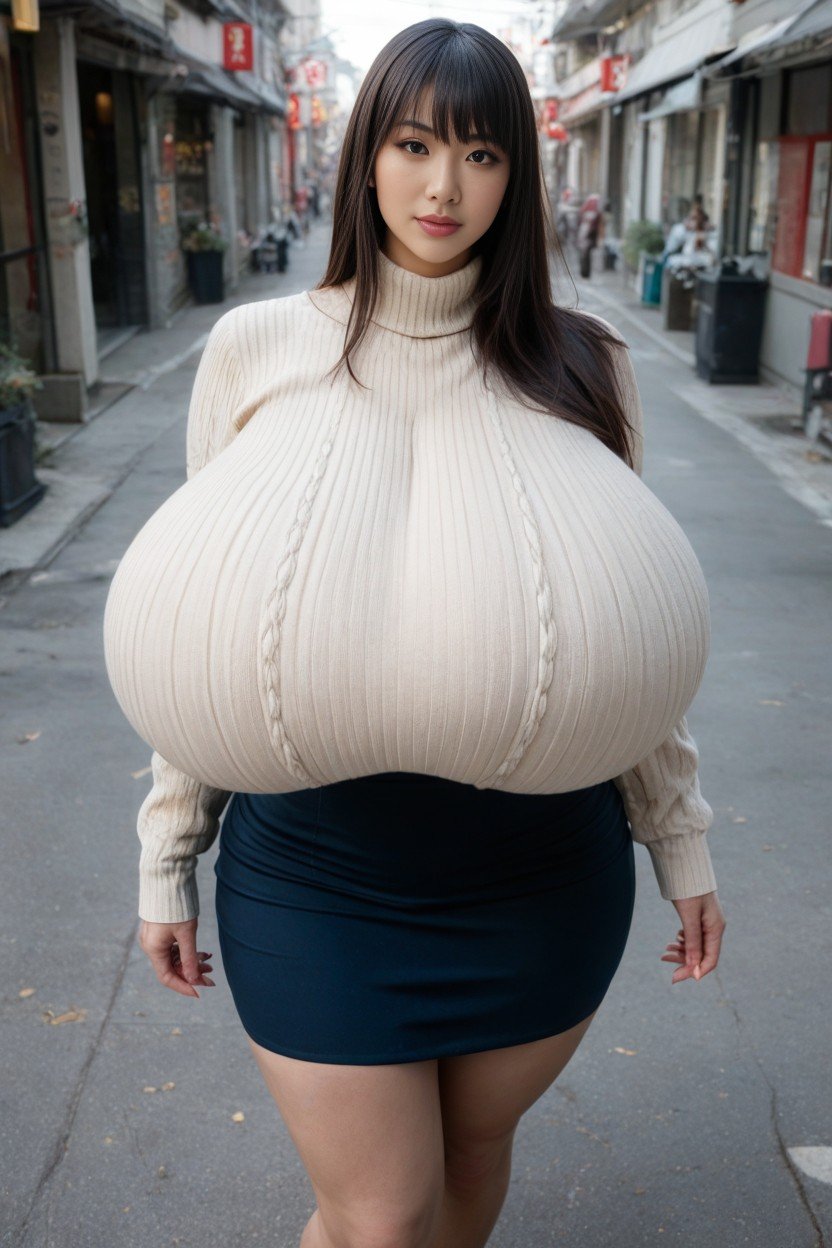 Gigantic Breasts Reaches The Thighs, Giant Insane Massive Gigantic Breasts, スキニーファーリーAIポルノ