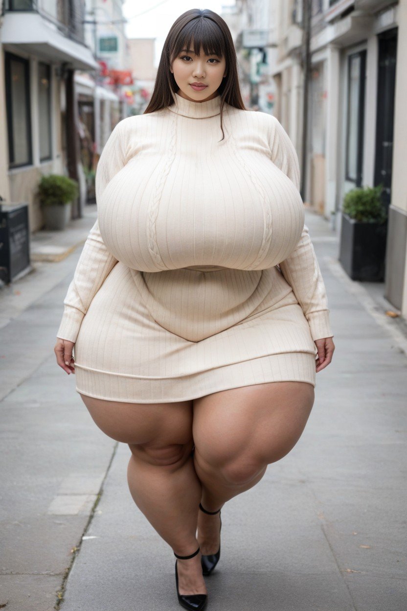 Wide Hips, Frange, Pull-overPorno IA transsexuelle