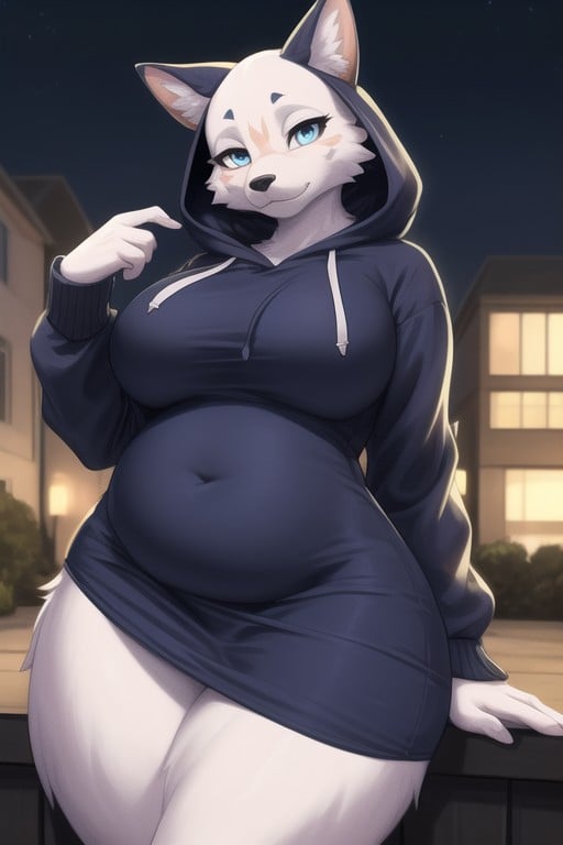 Front View, Hoodie, Thick Furry AI Porn