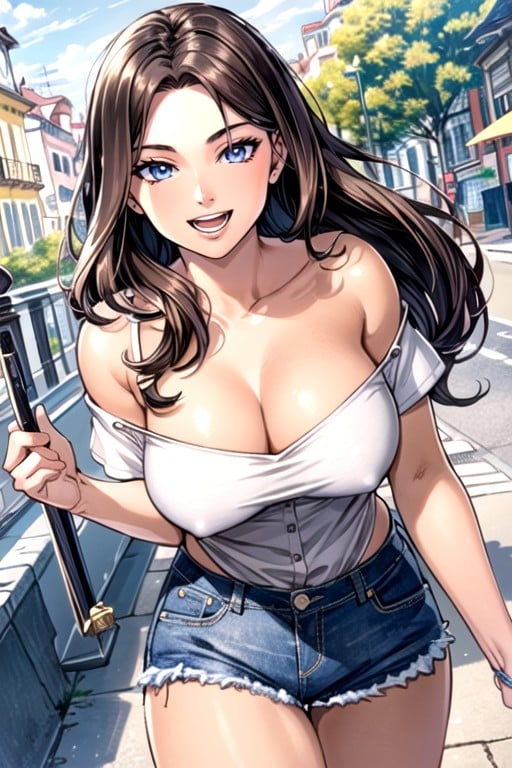 Jean Shorts, Cute, Southern European AI Porn