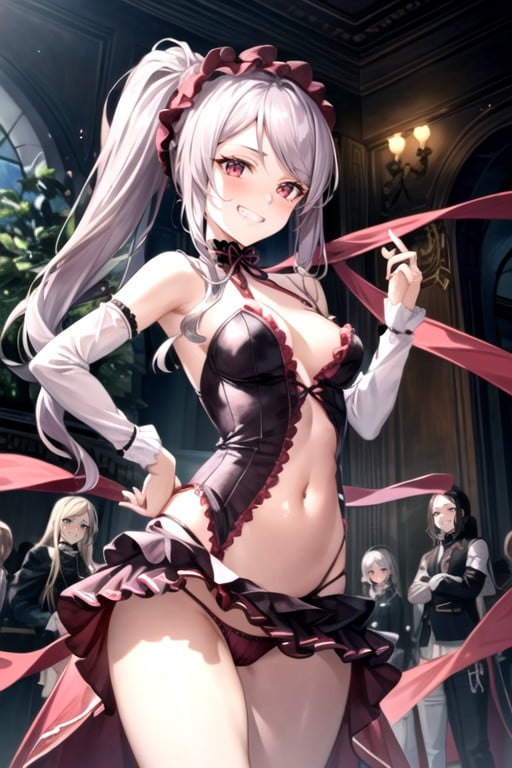 Lifting Skirt, Thighs Exposed, Shalltear Bloodfallen (overlord) Hentai AI Porn