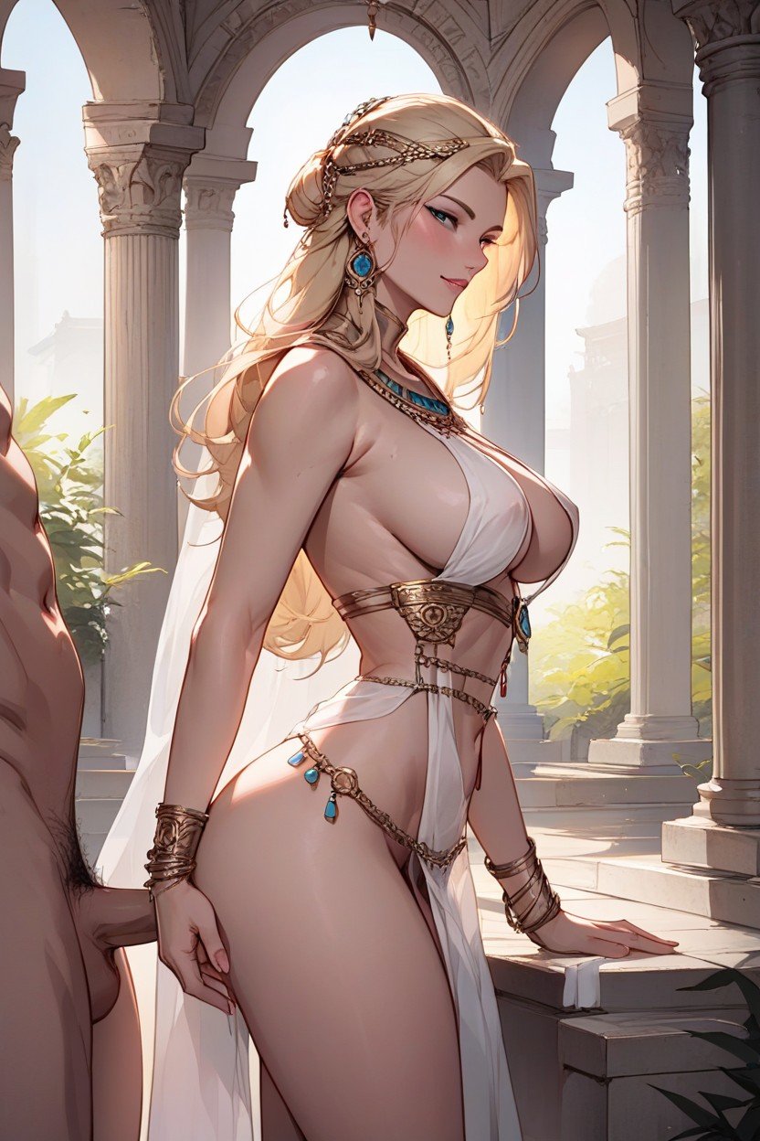 Revealing Clothes, Blonde Aphrodite, Looking At Viewer Pornografia de IA