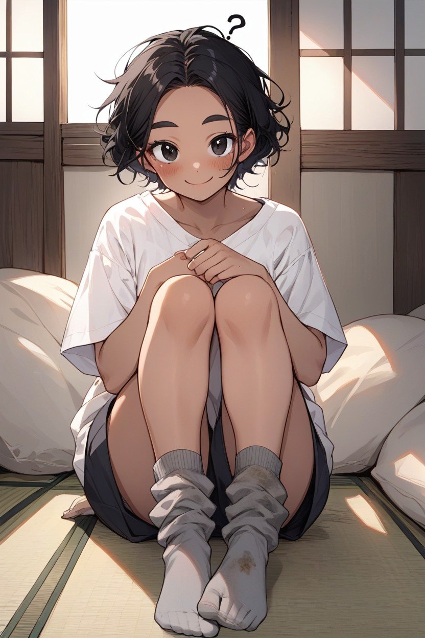 Oversized Tshirt, Forehead, Tanned Skin Hentai AI Porn