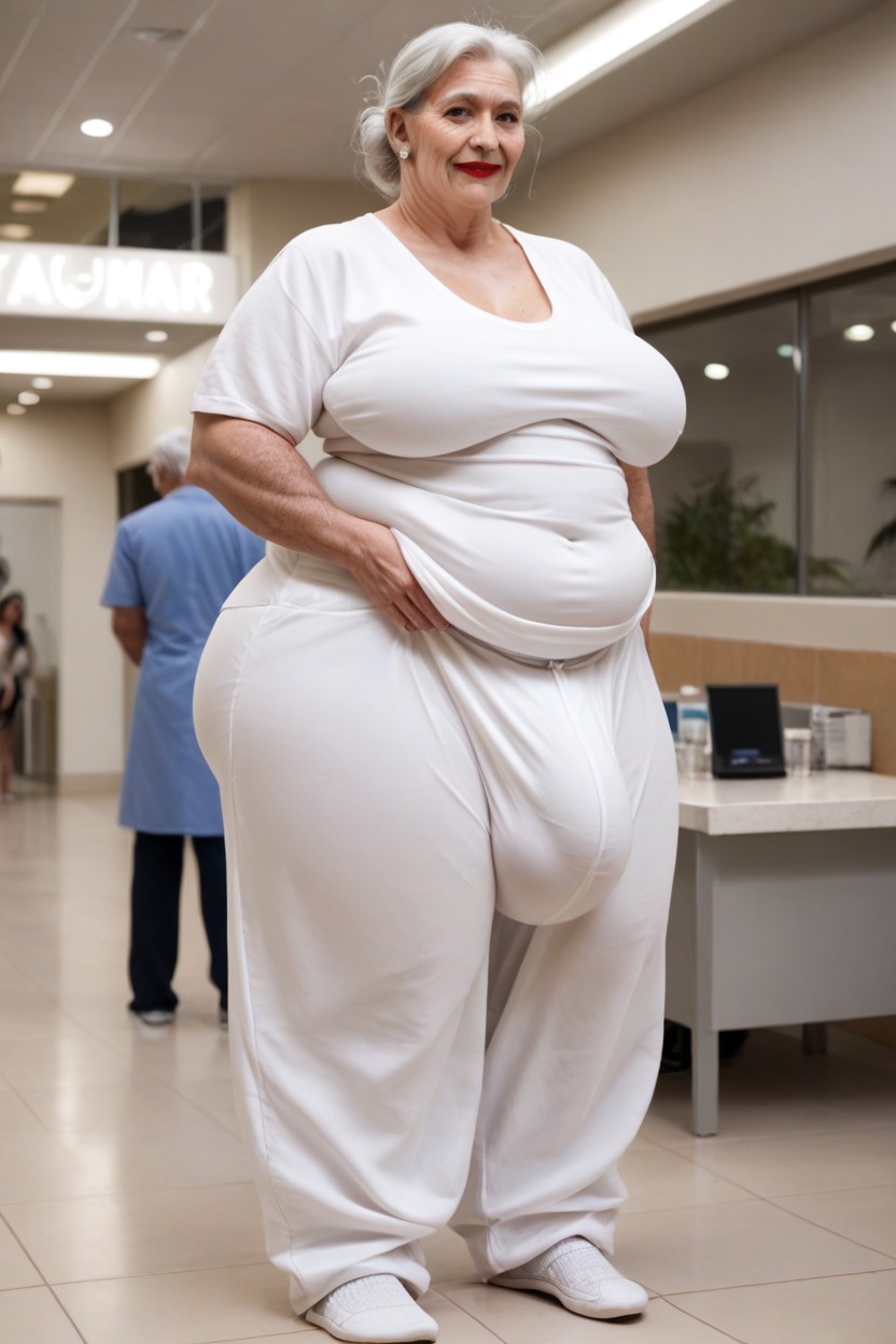 Baggy Designed Pajama Pants, Full Body, Doctors Scrubs Shemale AI Porn