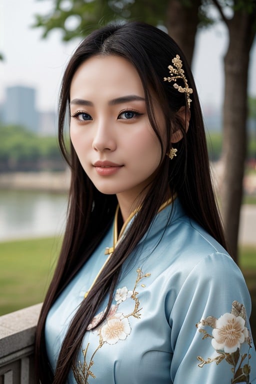 Asiatique, Sfw, Yeux BleusPorno IA Furry