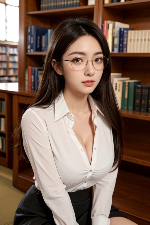 Glasses, Japanese, Office Shirt AI Porn