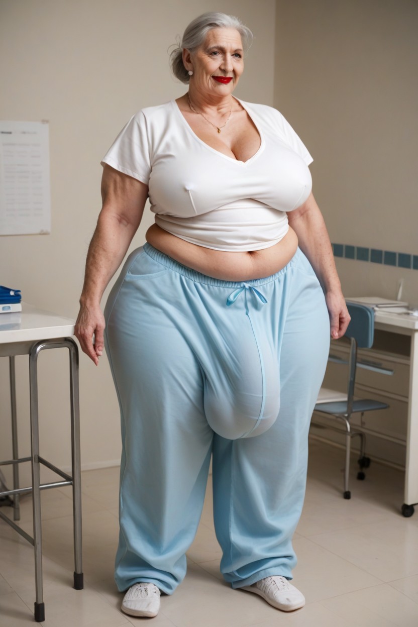 Gigantic Saggy Breast, Fat, Messy Hair Bun Shemale AI Porn