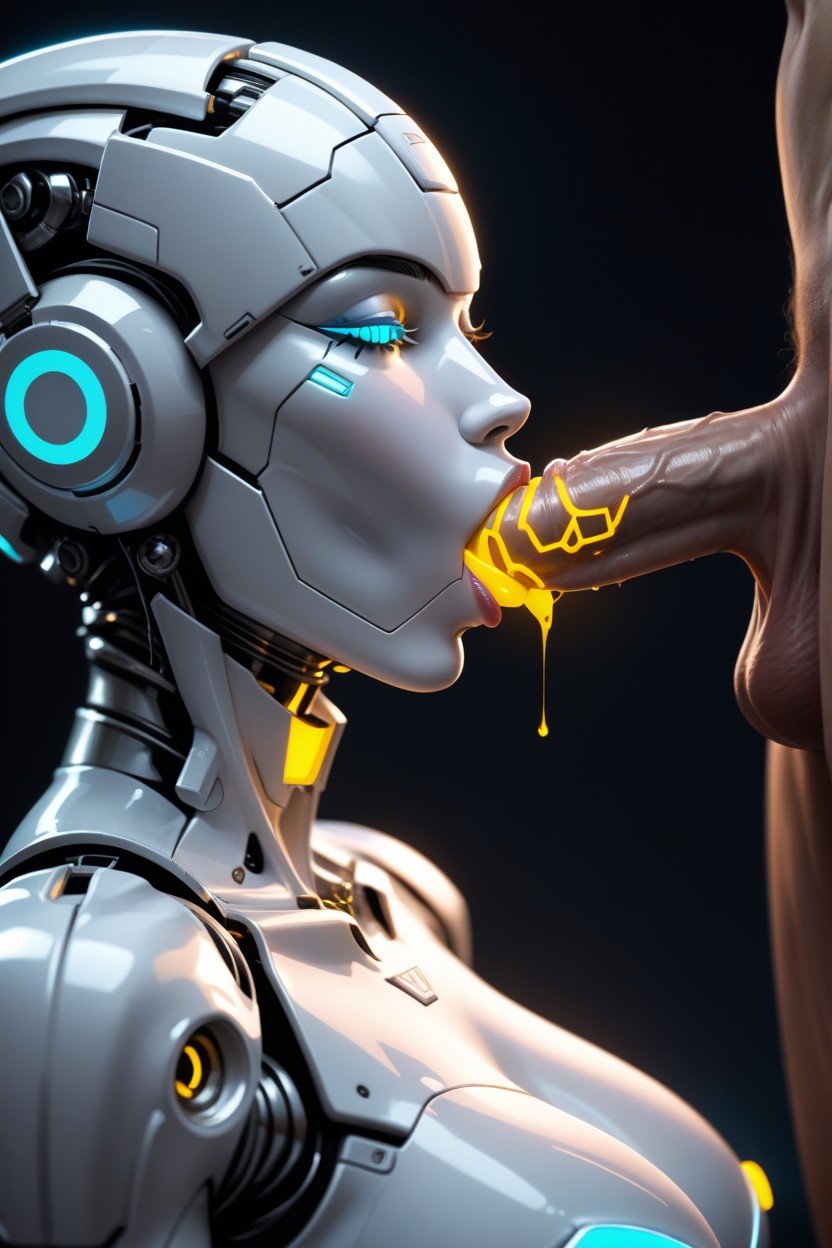 Glowing Vagina, Blowjob (3rd Person), White Tron Female Sex Robot AI Porn