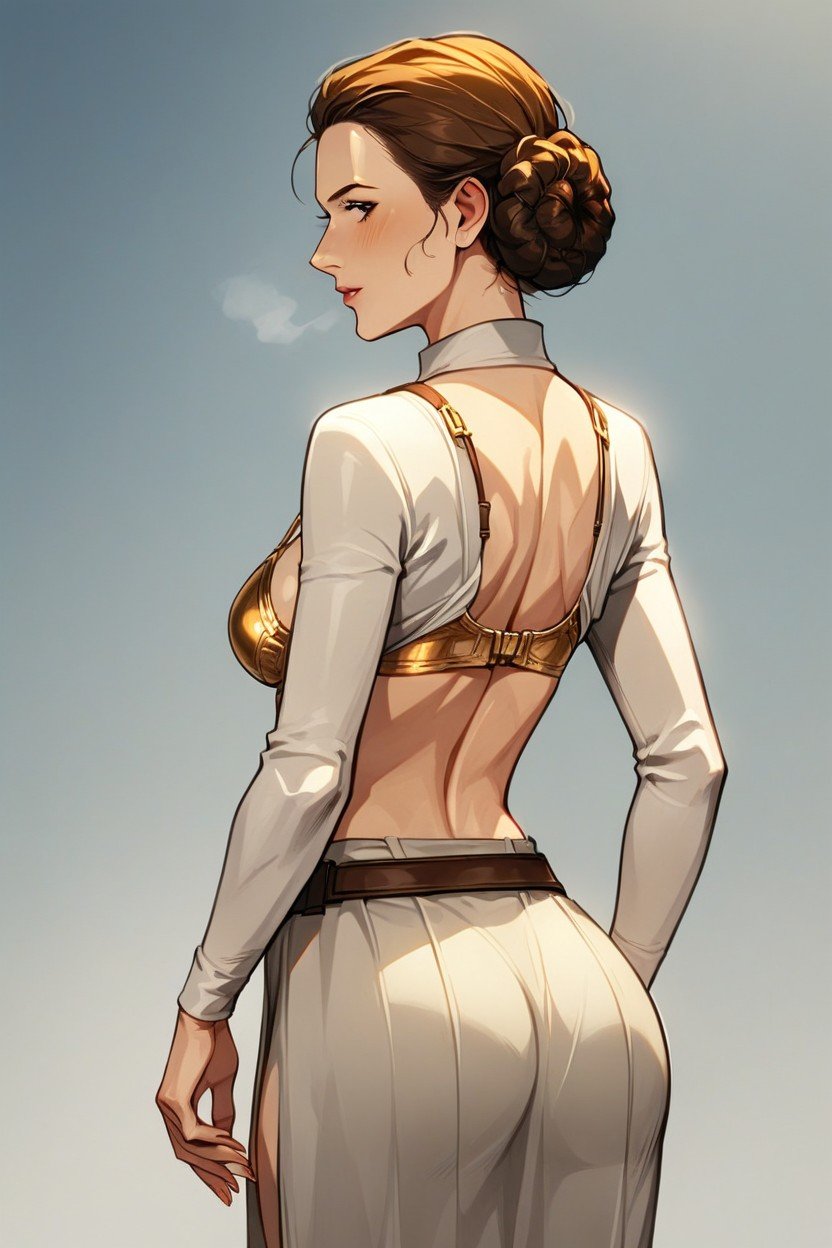 Pretty, Open Thigh Skirt, Leia Skywalker Pornografia de IA