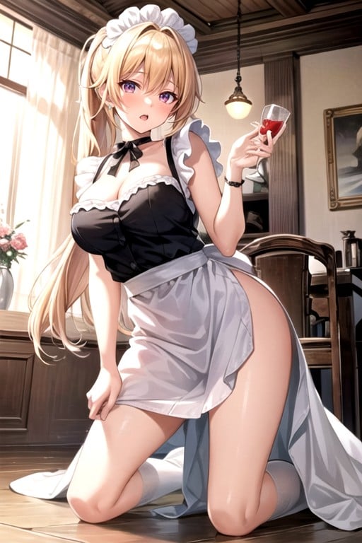 Futa White Dress, Female Ponytail, Female BlondePorno AI