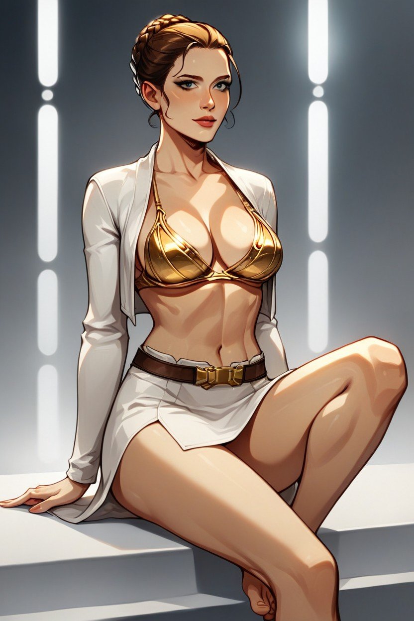 Skimpy Gold Bra, Leia Skywalker, No ShirtAI黃片