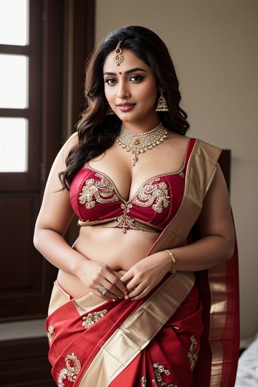 インド人女性	, フルボディ, CleavageファーリーAIポルノ