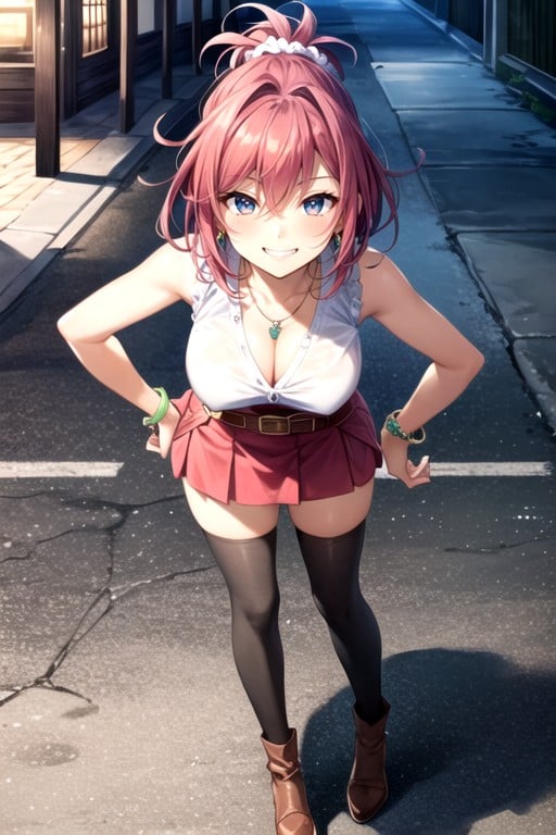 Pink_skirt, Sleeveless_shirt, Shirt人妖AI色情