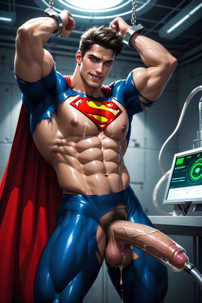 Muscular, As Superman, Many People Around AI Gay Porn