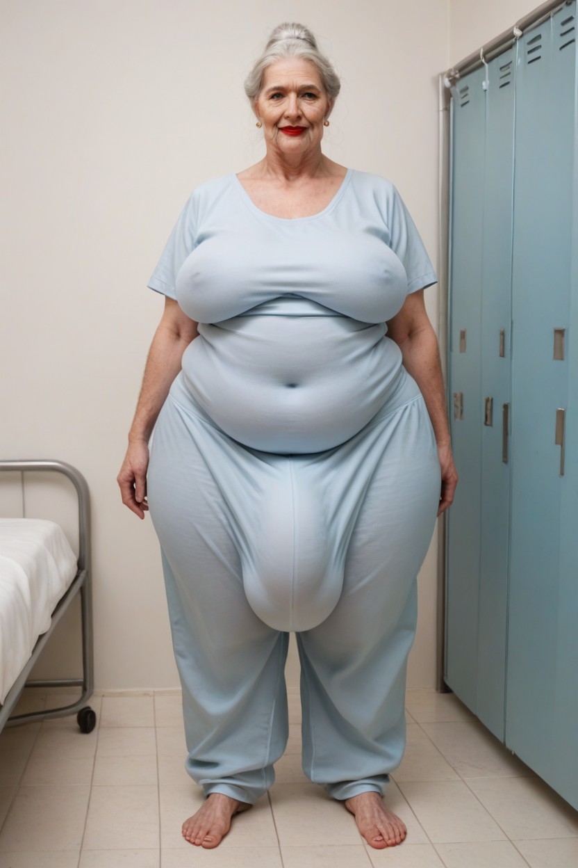 Obese, Grinning, Fully Clothed Shemale AI Porn