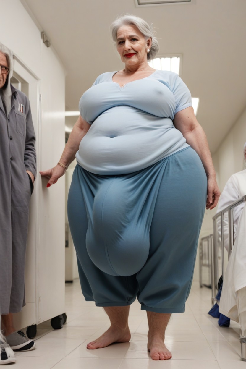 Hospital, Messy Hair Bun, Big Belly Shemale AI Porn