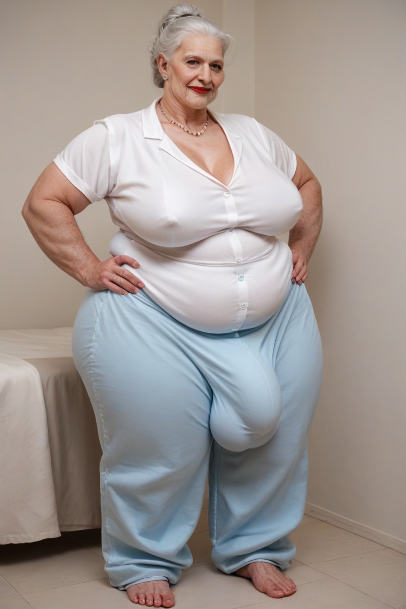 Pale Skin, Extremely Hairy Arms, Extremely Large Ass Shemale AI Porn