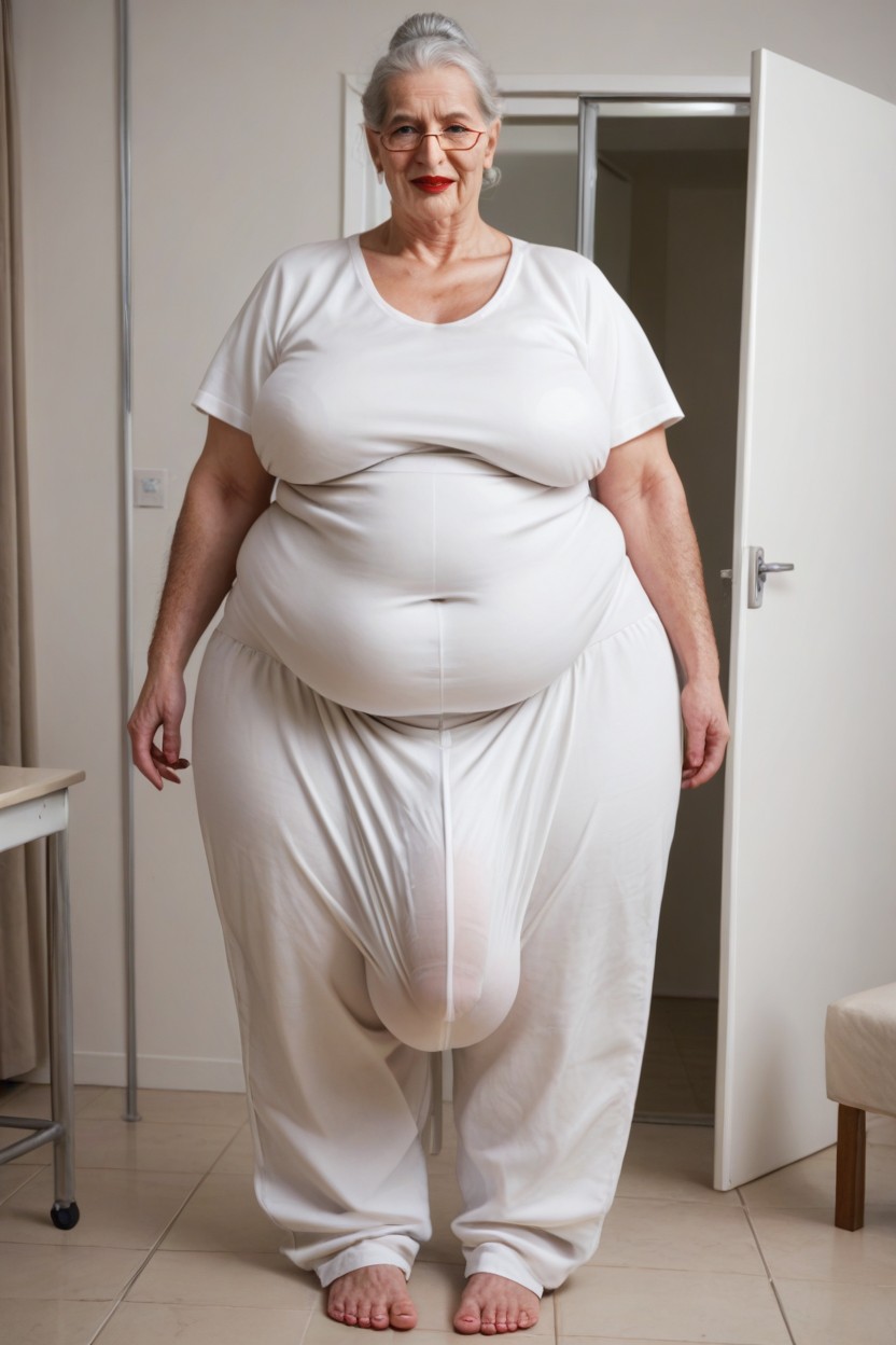 Baggy Designed Pajama Pants, Gigantic Saggy Breast, Full Body Shemale AI Porn