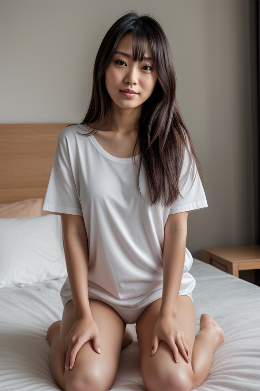 Oversized T-shirt, Brown Eyes, Straight AI Porn