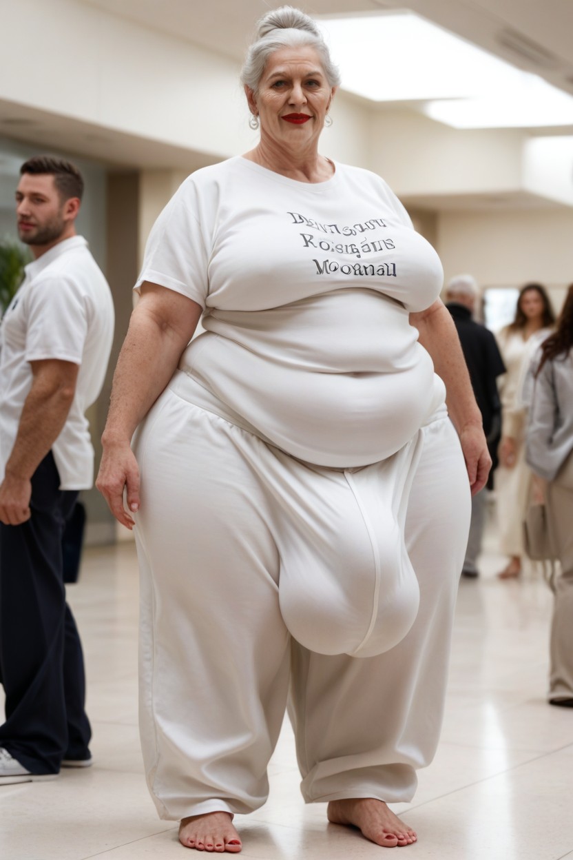 Fully Clothed, Baggy Designed Pajama Pants, Gigantic Shemale AI Porn