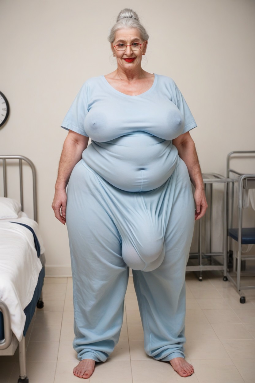 Ponytail, Extremely Large Ass, Hair Bun Shemale AI Porn