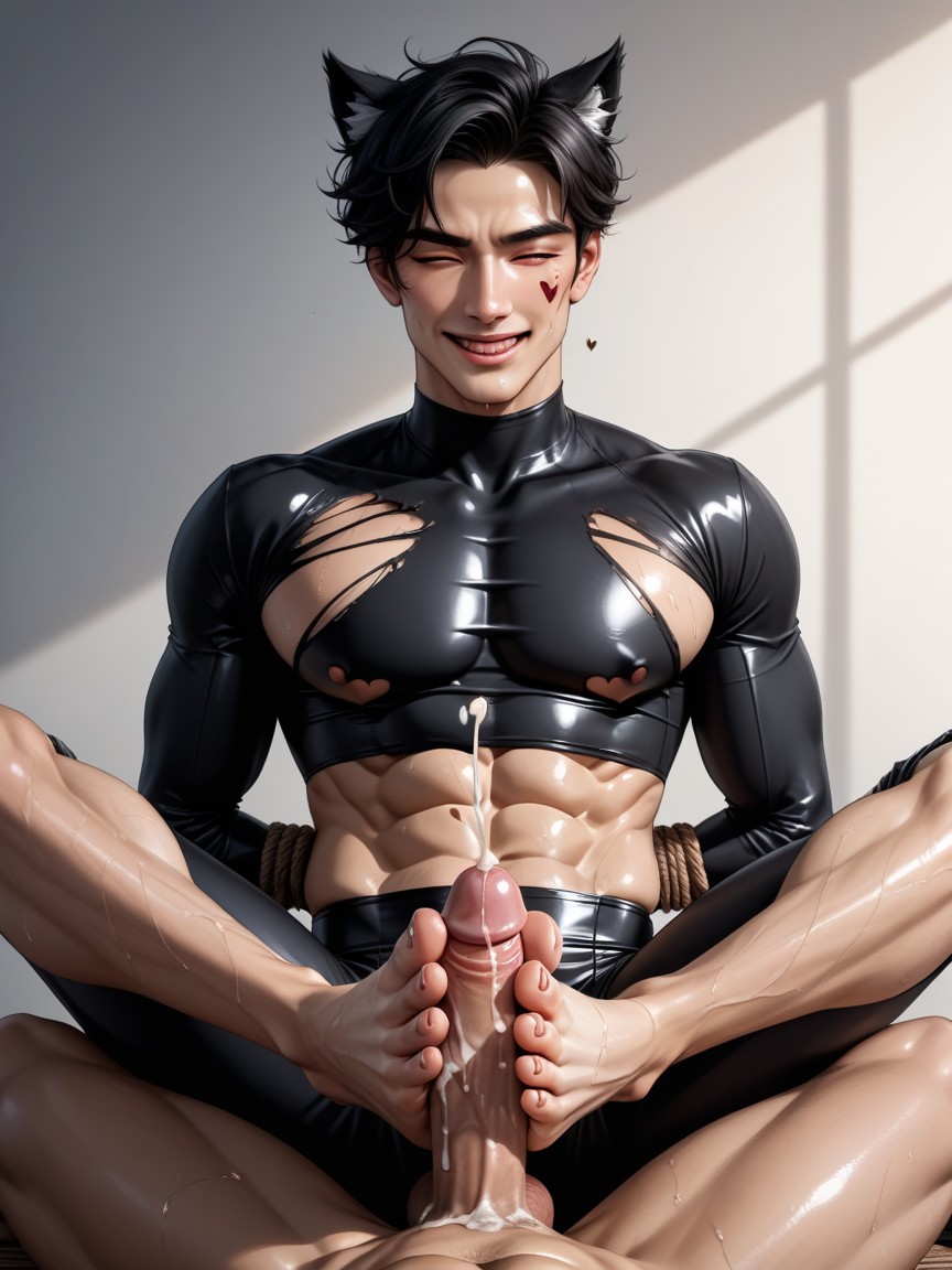 Black Eyes, Face, Flirty Expression AI Gay Porn