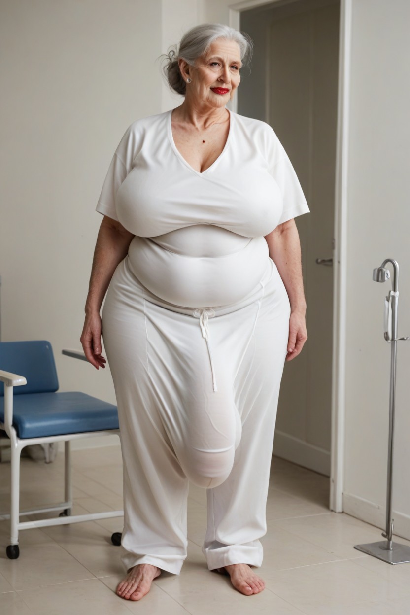 Huge Bulge Under Clothing, Big Belly, Gigantic Shemale AI Porn
