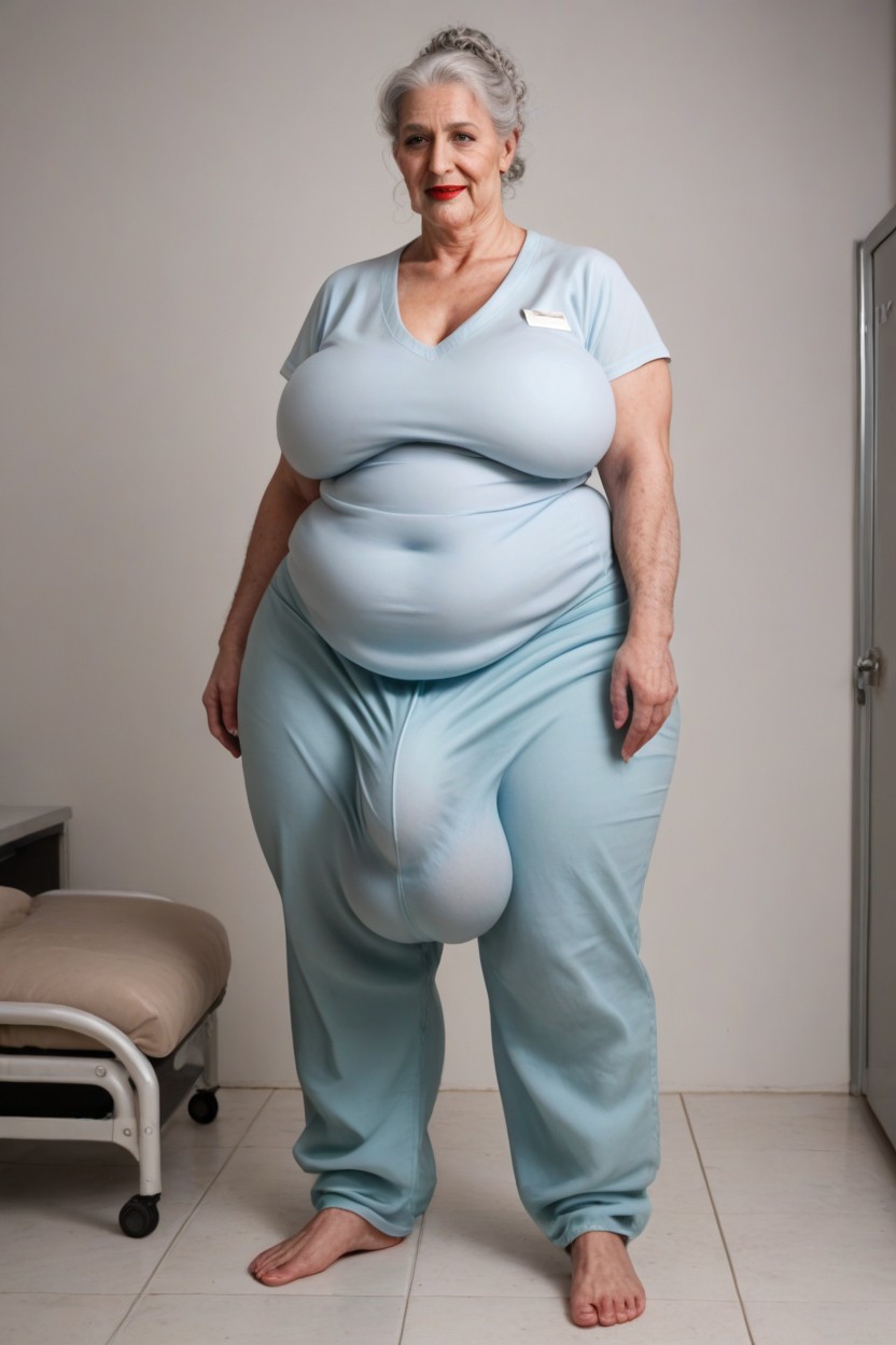 Curly, Obese, Baggy Designed Pajama Pants Shemale AI Porn