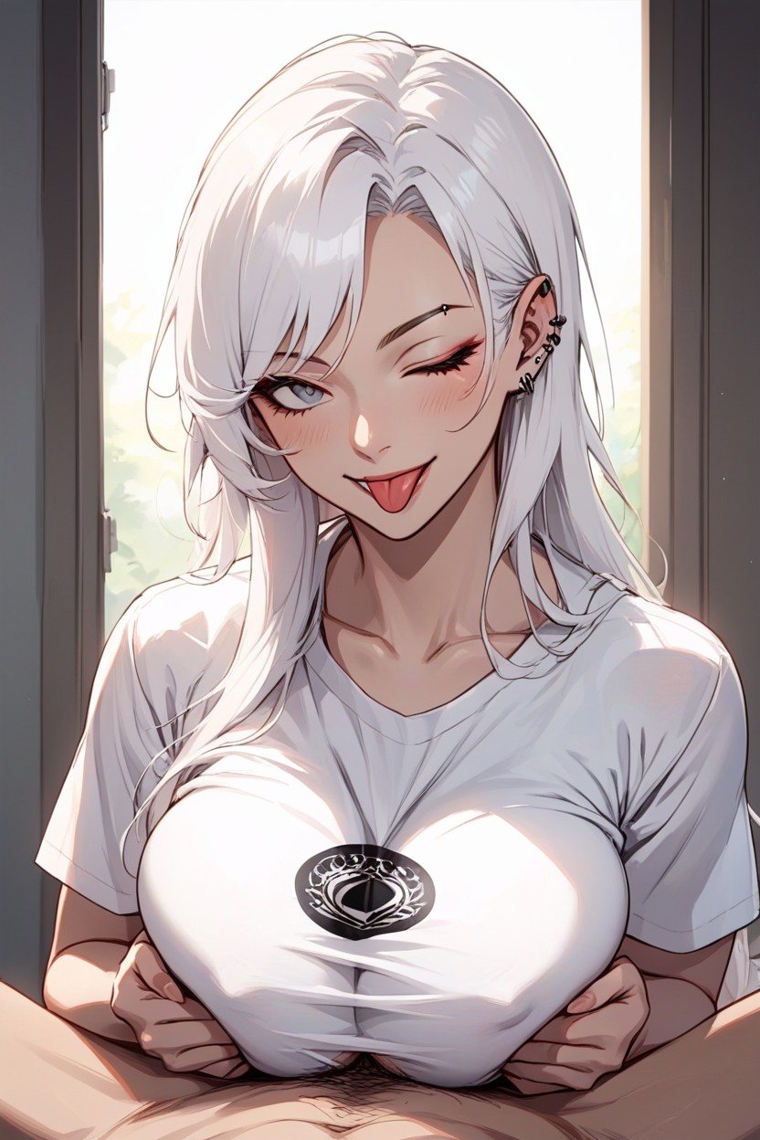 Black Lipstick, 乳交, Tight White TshirtAI獸人黃片