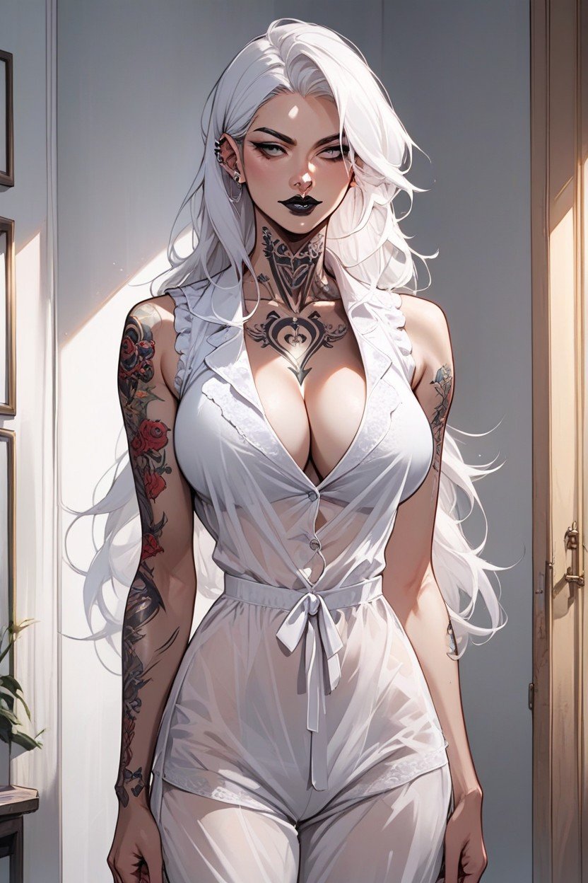 Woman, 마른 체형, White Hair퍼리 AI 포르노