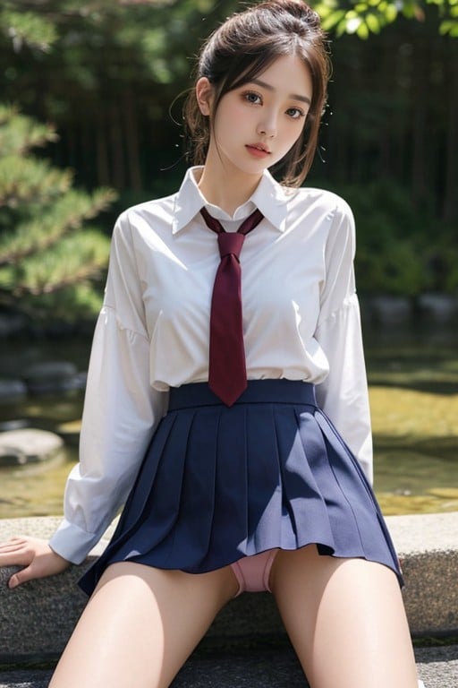 Bottom Up (upskirt), School Uniform, Japanese AI Porn