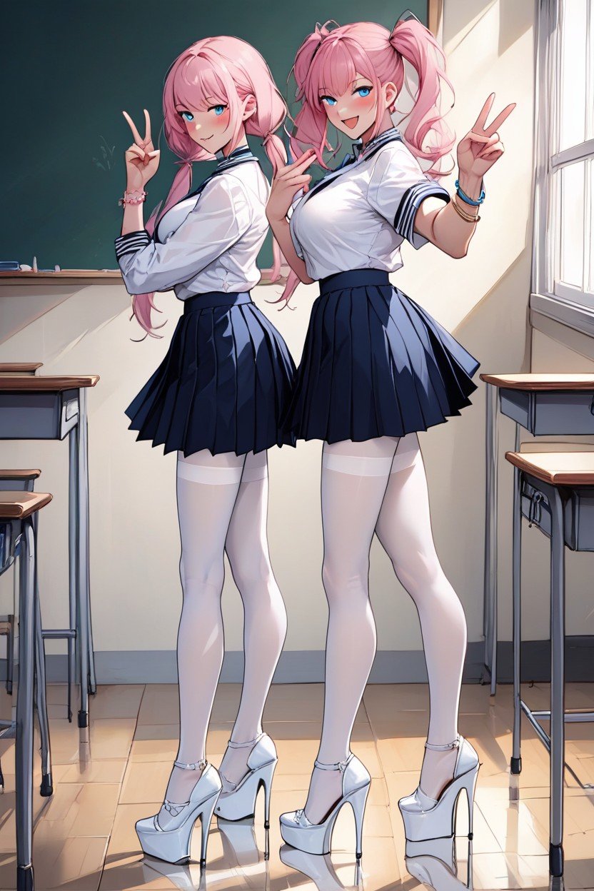 Bangs, Classroom, Two Sexy WomanAIポルノ