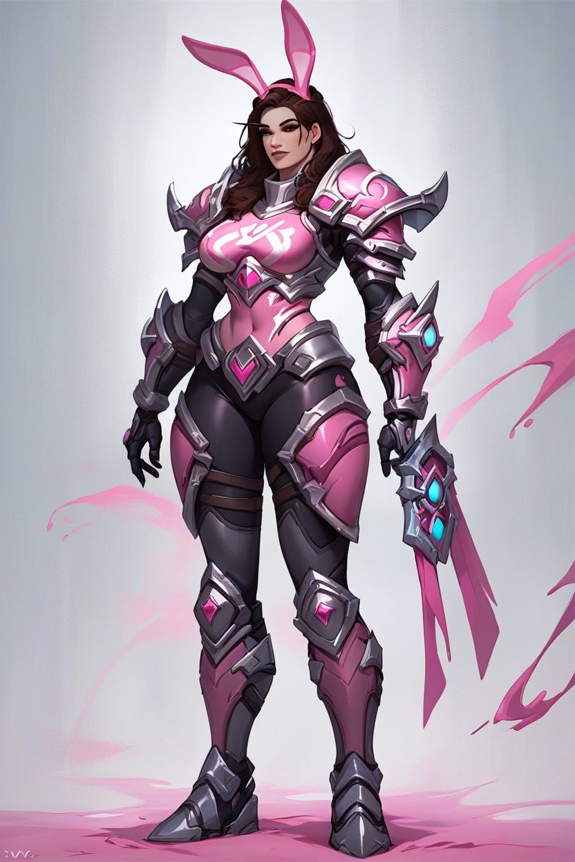 Pink And Black Armor, Large Ass, Black Lines On Armor Hentai AI Porn