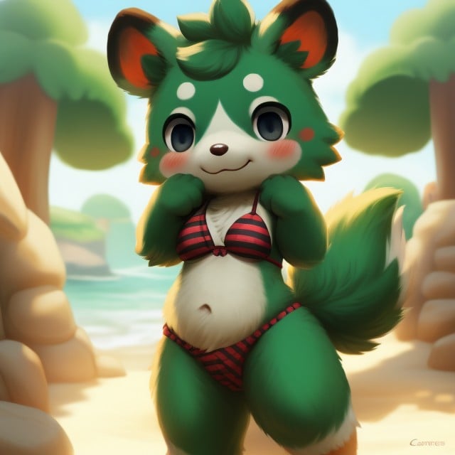 Legs Apart, Standing, Animalcrossing Villager Furry AI Porn