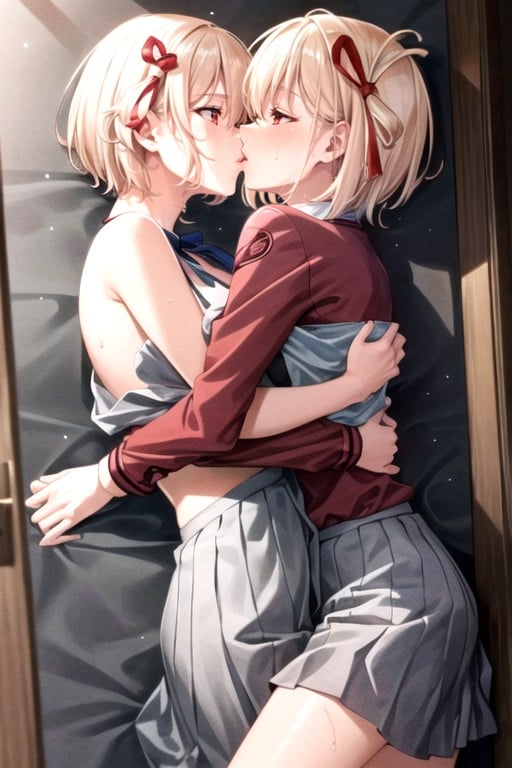 Meninas Se Beijando, Chisato Nishikigi (lycoris Recoil), Suado Pornografia de IA