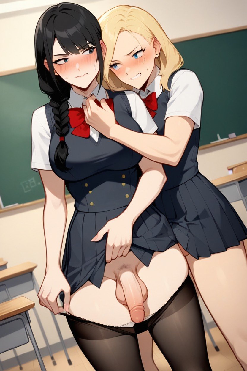 Accurate Anatomy, Bully Black Hair Snidely Smiles, School Uniform Pornografia de IA