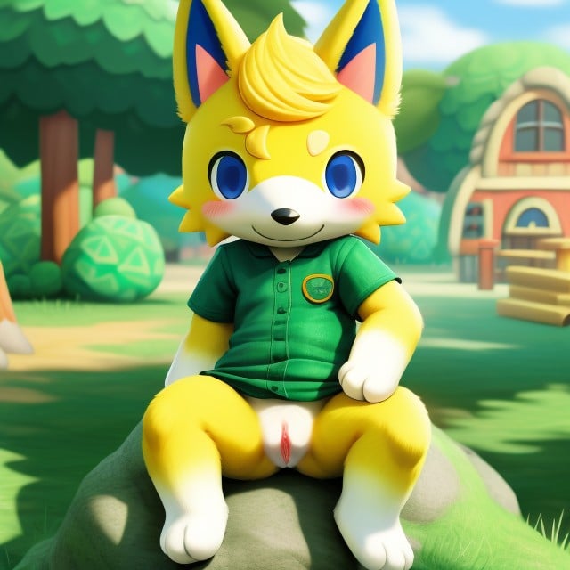 Presenting Pussy, Legs Apart, Animalcrossing Island Furry AI Porn