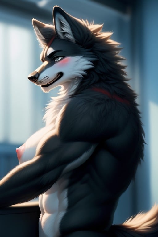 Medium Ass, Wolf, Muscular Furry AI Porn